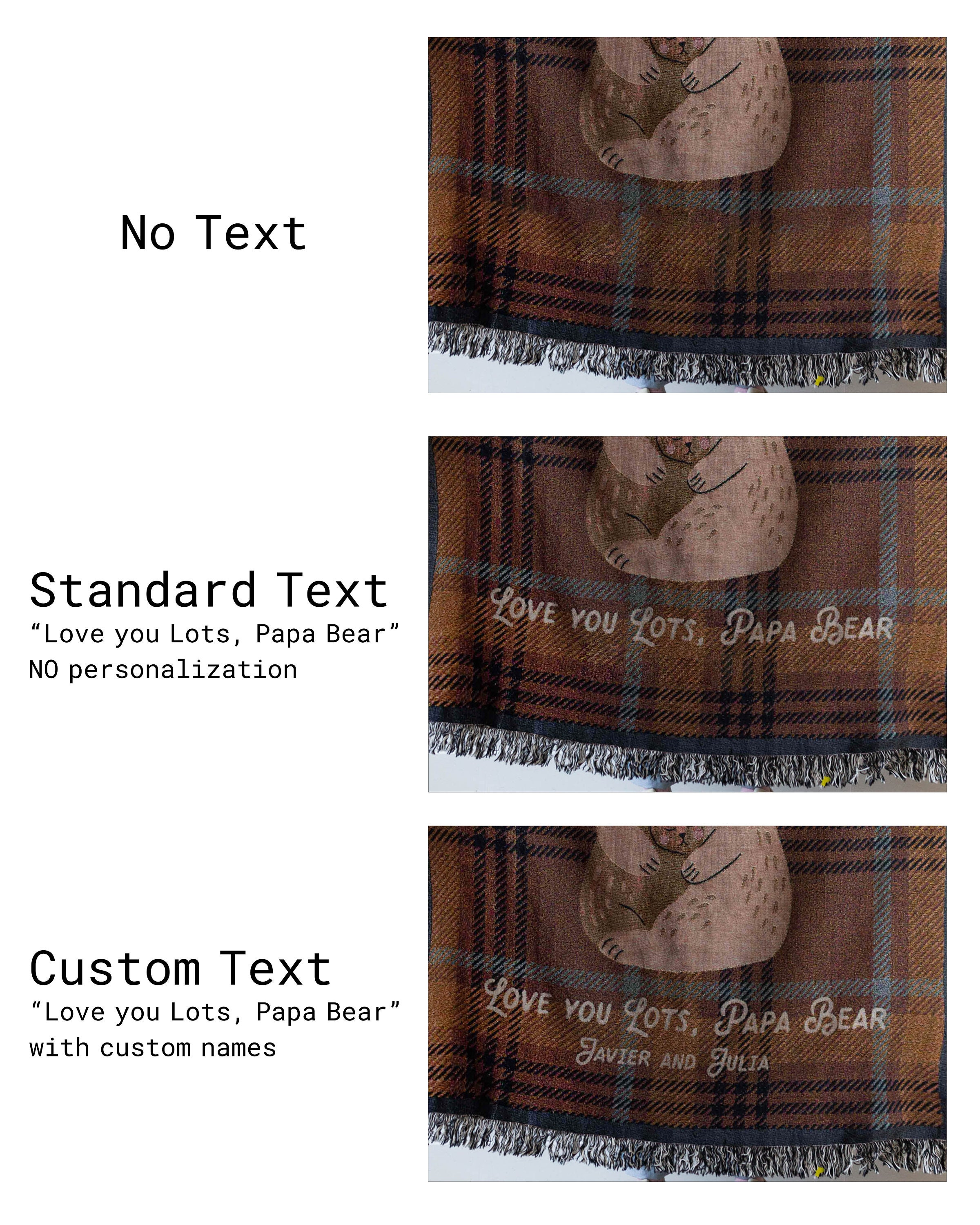 Gift for Dad Blanket: Fathers Day Present from Kids, Papa Bear Woven Throw, Unique Thoughtful Meaningful Birthday, Personalized Custom Idea