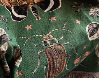 Creepy Crawlies Blanket: Woven Witchy Moth and Bat Throw