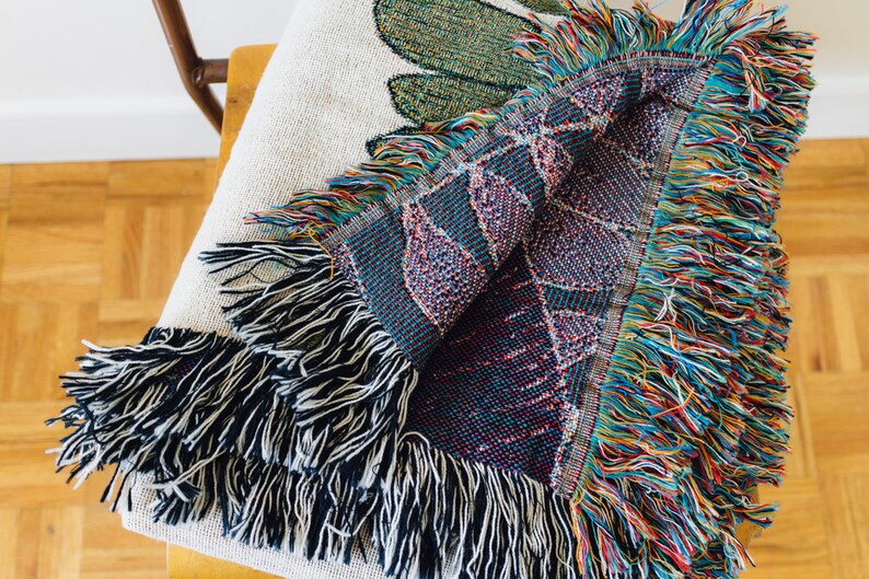 Palm Leaf Woven Throw Blanket Floral Banana Leaf Tropical Etsy