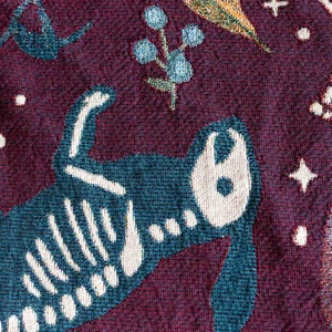 Skeleton Blanket: Purple Magic Bones Woven Throw, Unique Spooky Gift, Whimsigoth Decor, Halloween Goth Kawaii Cute, Colorful Maximalist Dark image 6