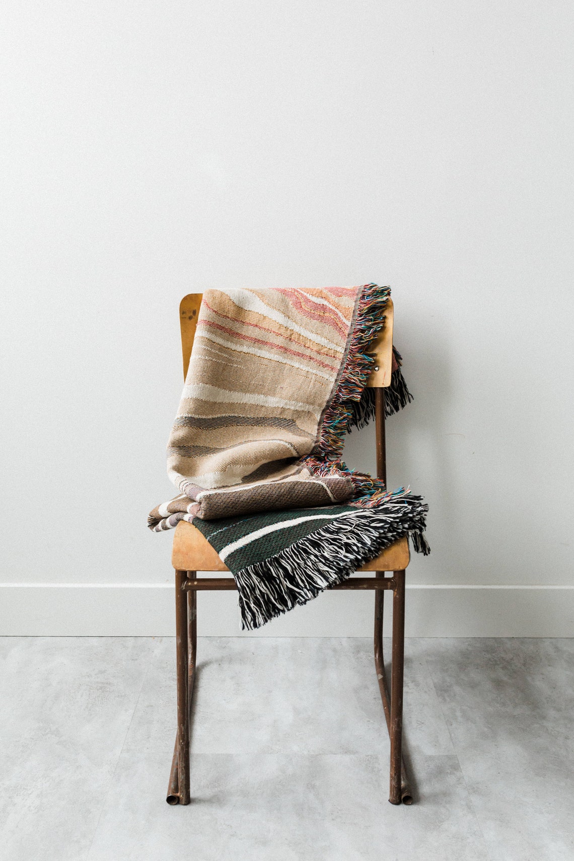 Earth Tones Throw Blanket Woven 100 Cotton Throw Unique Etsy