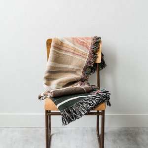 Earth Tones Marble Blanket: Woven Cotton Throw, Unique Abstract for Boho Home Decor, Rust Terracotta Burnt Orange Colorful, Gift for her image 6