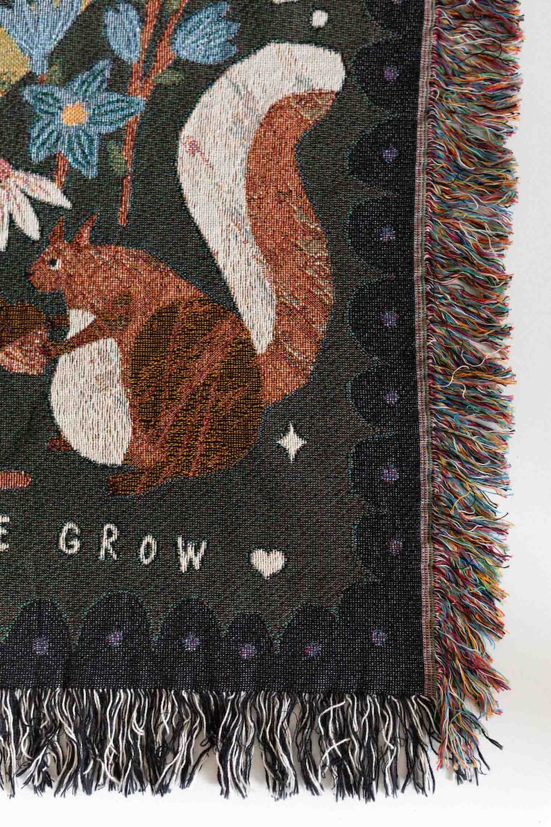 Gift for Mom Blanket: Mothers Day Present from Kids, Personalized Woven Throw, Floral Nature Animals, Helping me Grow, Unique Cozy Warm Cute image 3