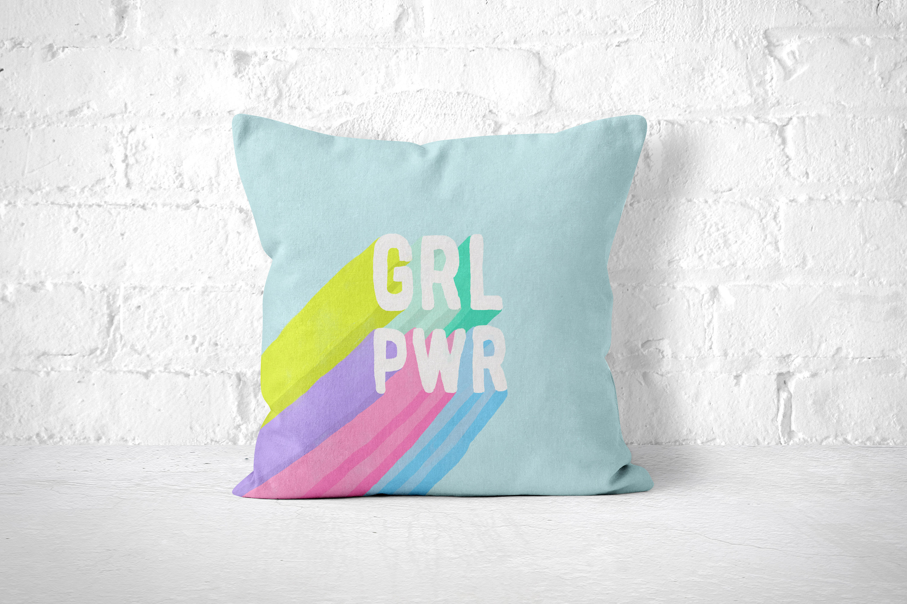 Girl Power Pillow Blue Throw Pillow Girl Throw Pillow Cute Etsy