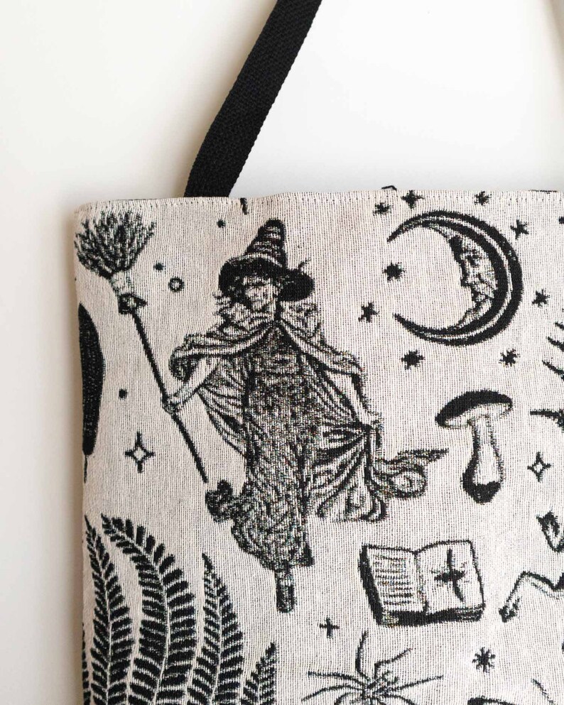Witchy Tote Bag: Woven Botanical Magic Bag image 6
