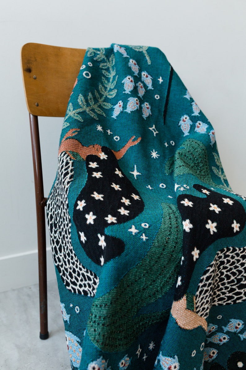 Mermaids Personalized Throw Blanket Woven Cotton Throw for Etsy