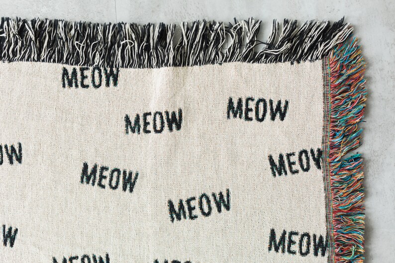 Cat Throw Blanket meow Black and off White Etsy