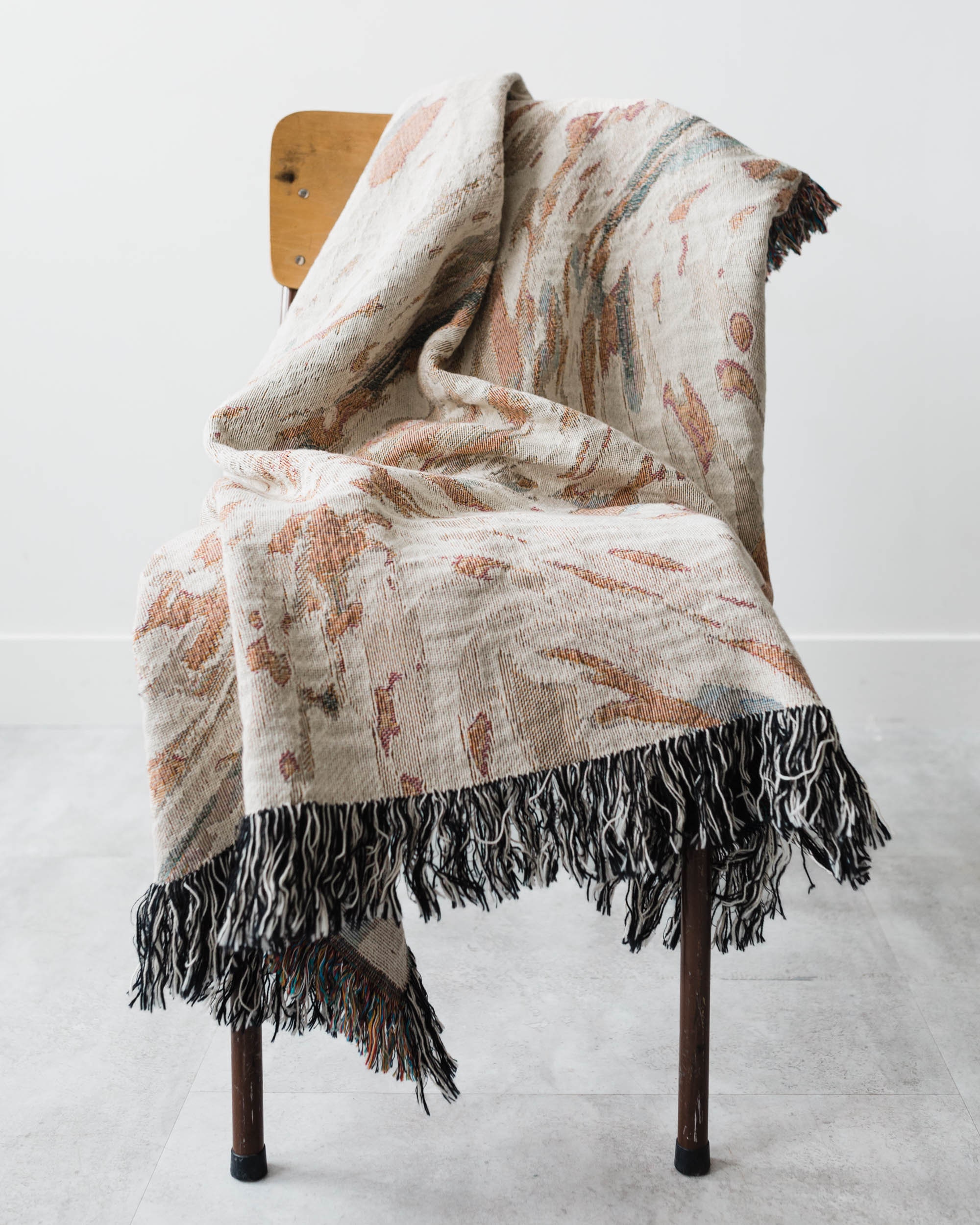 Marble Boho Blanket: Unique Earth Tones, Abstract Woven