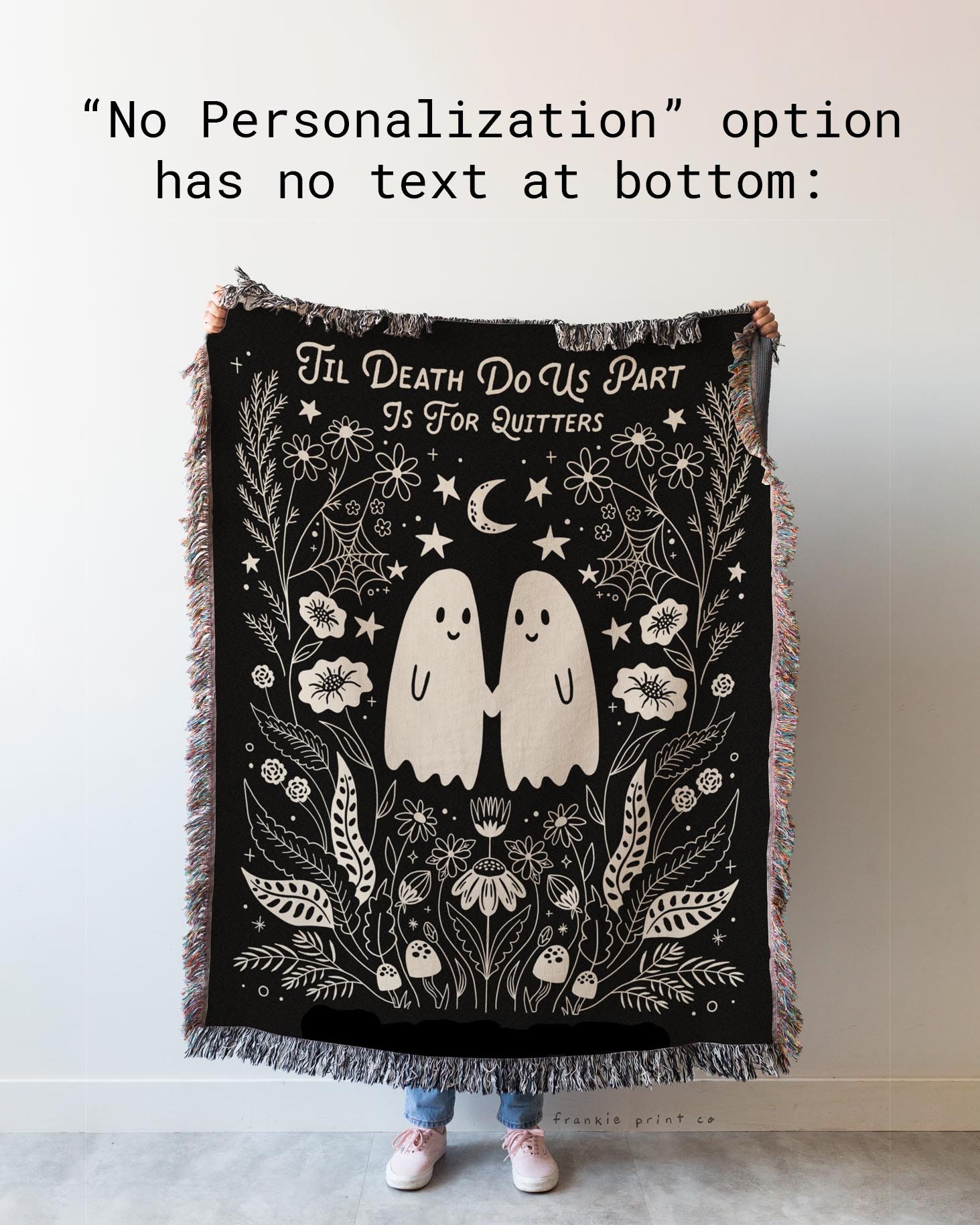 Til Death Blanket: Ghosts Woven Throw, Unique Spooky Couple Gift, Funny Wedding Anniversary Valentines Present, Halloween Goth Kawaii Cute