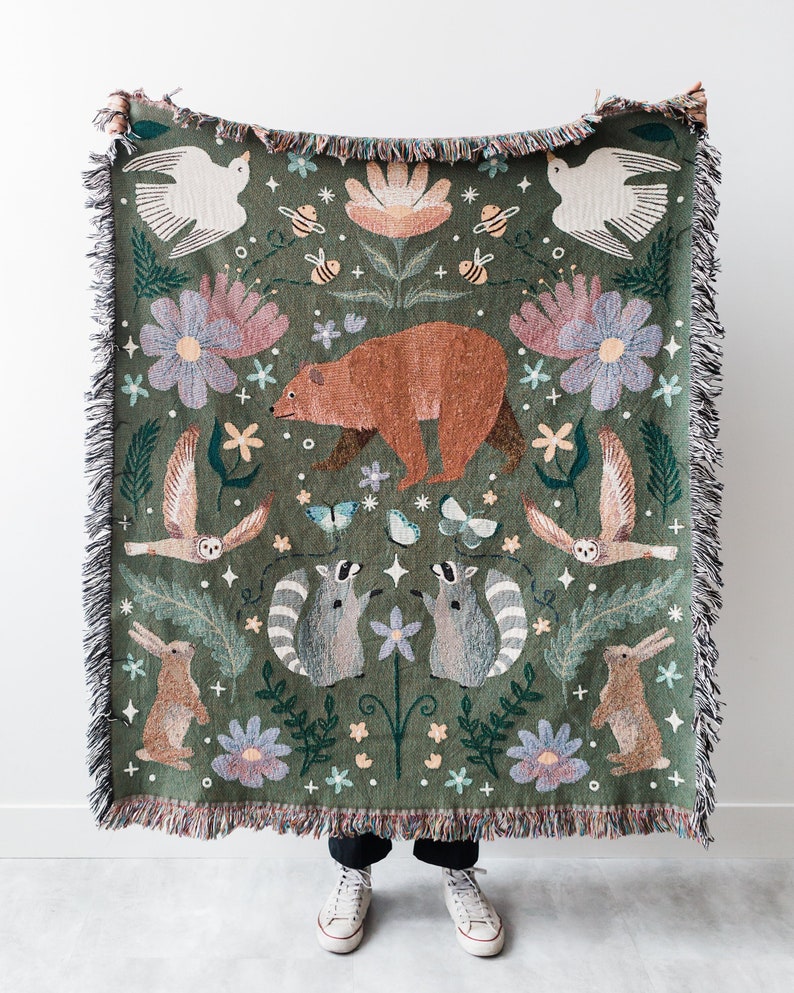 Woodland Animal Throw Blanket: Personalized Cute Nature Home image 1