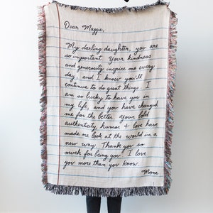 Love Letter Blanket: Personalized Gift for Mom, Woven Handwriting Custom Throw for Dad or Men, Mothers Day, Grandparent, Cotton Anniversary image 5