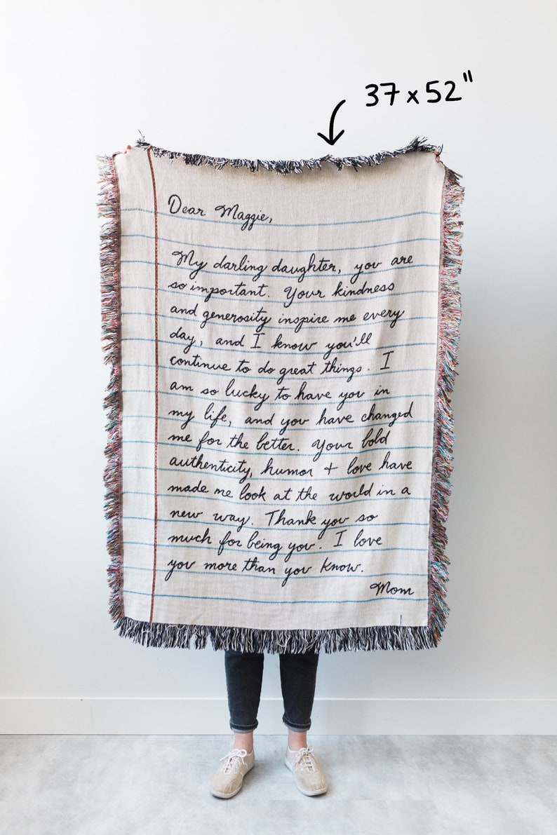 Love Letter Blanket: Personalized Gift for Mom, Woven Handwriting Custom Throw for Dad or Men, Mothers Day, Grandparent, Cotton Anniversary image 5