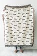 Cat Throw Blanket - 'MEOW' Black and Off White Throws for Cat Room Decor, Dorm Blankets, Funny Blanket, etc. 