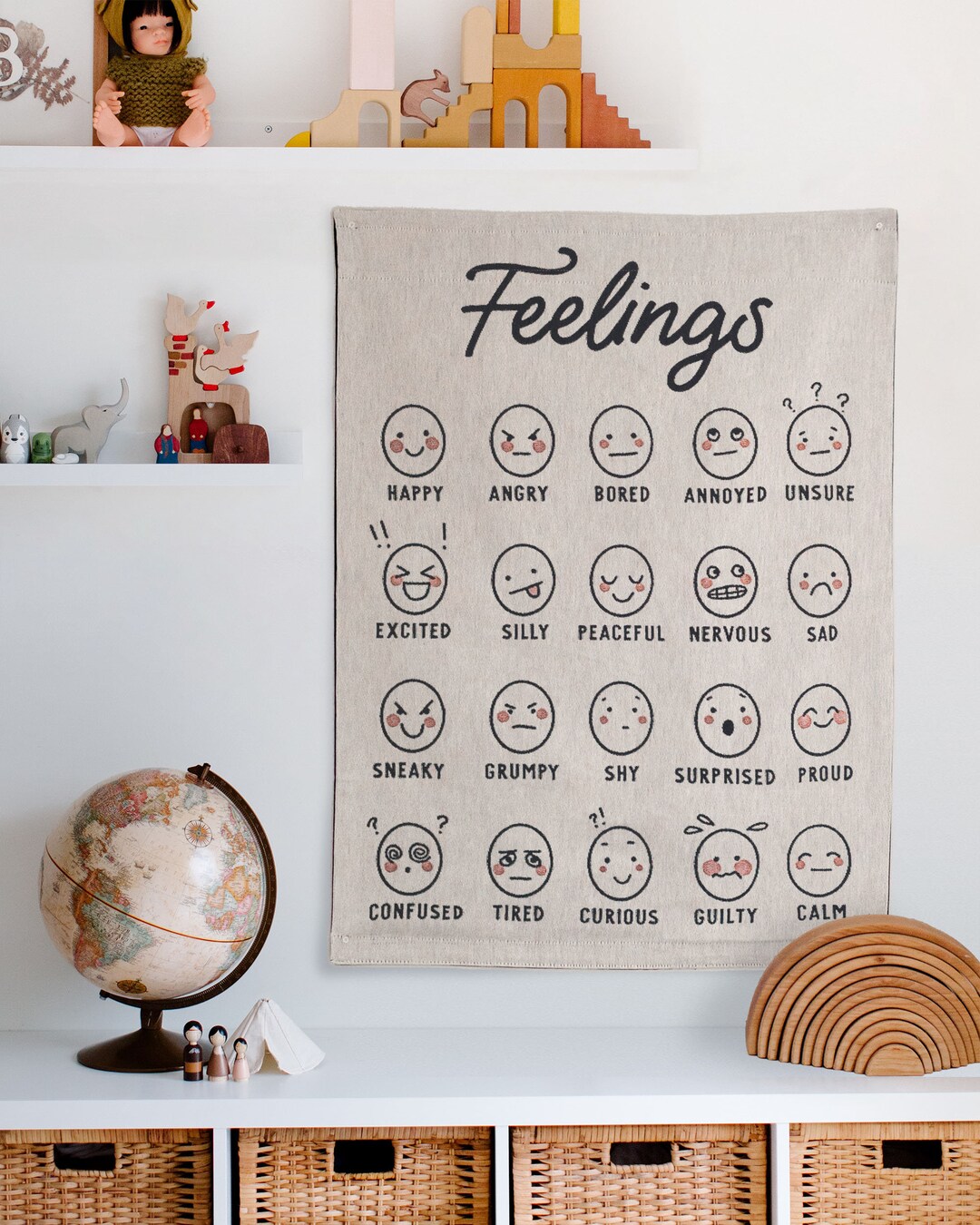 Feelings Tapestry Woven Wall Hanging for Nursery Kids Etsy