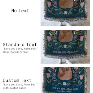 Gift for Mom Blanket: Mothers Day Present from Kids, Mama Bear Woven Throw, Unique Thoughtful Meaningful Birthday, Personalized Custom Idea imagem 4