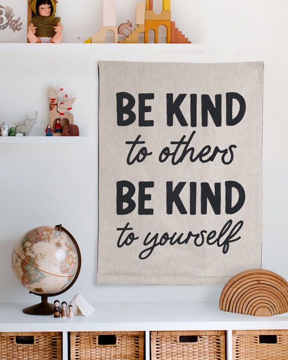 Be Kind Tapestry Woven Wall Hanging for Nursery Kids Bedroom or