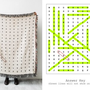 Word Search Blanket Unique Gift for Dad, Father's Day Present, Puzzle Lover Throw Blanket, Christmas Gift for Grandparents, Friend image 5