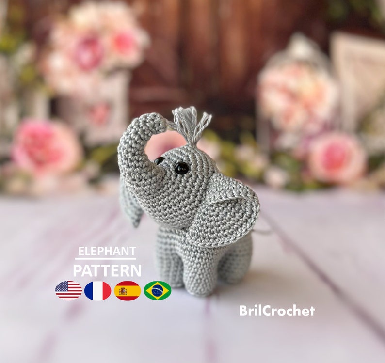 PATTERN Amigurumi Elephant Small Elephant Amigurumi Elephant Crochet Pattern Elephant Toy Tutorial Safari PDF Crochet Pattern Animal image 6