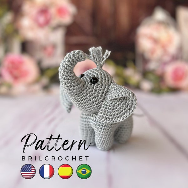 PATTERN Amigurumi Elephant Small Elephant Amigurumi Elephant Crochet Pattern Elephant Toy Tutorial Safari PDF Crochet Pattern Animal