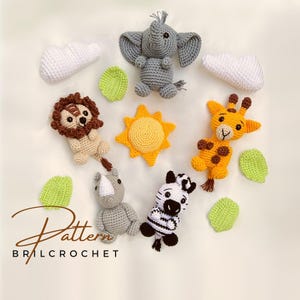 Safari Amigurumi Crochet Pattern: Baby Mobile Animals (PDF Pattern)