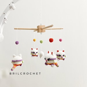 Cat Baby Mobile Kitten Baby Mobile Pet Amigurumi Nursery Room Decoration Cat Theme Perfect Baby Gift Shower