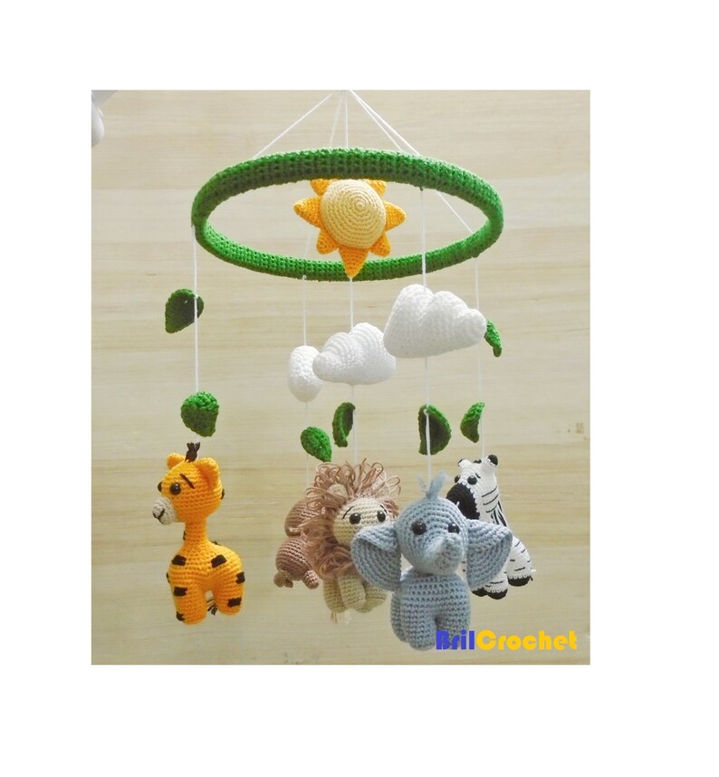 Safari Crib Mobile Safari Baby Mobile Safari Amigurumi Baby Etsy Israel