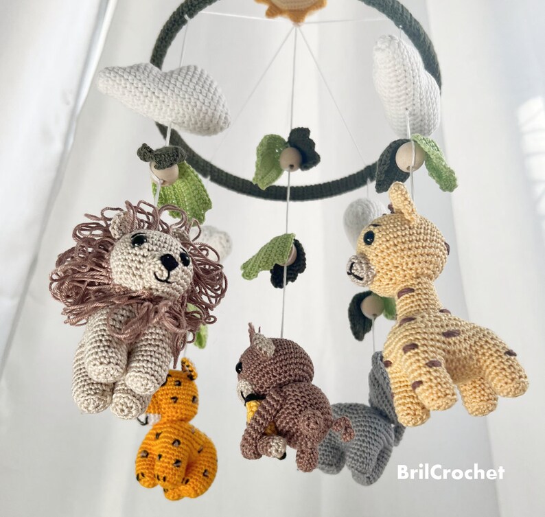 Safari Baby Mobile: Crochet Jungle Animals Nursery Decor - Etsy