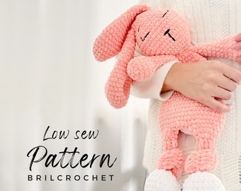 Bunny Crochet Pattern: Low Sew Amigurumi Toy, Baby Comforter (PDF)
