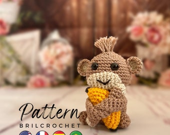 PATTERN Amigurumi Monkey Small Monkey Amigurumi Monkey Crochet Pattern Monkey Toy Tutorial Safari PDF Crochet Pattern Animal Crochet