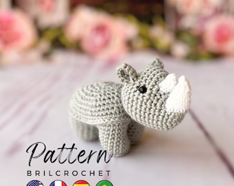 PATTERN Amigurumi Rhino Small Rhino Amigurumi Rhino Crochet Pattern Rhino Toy Tutorial Safari PDF Crochet Pattern Animal