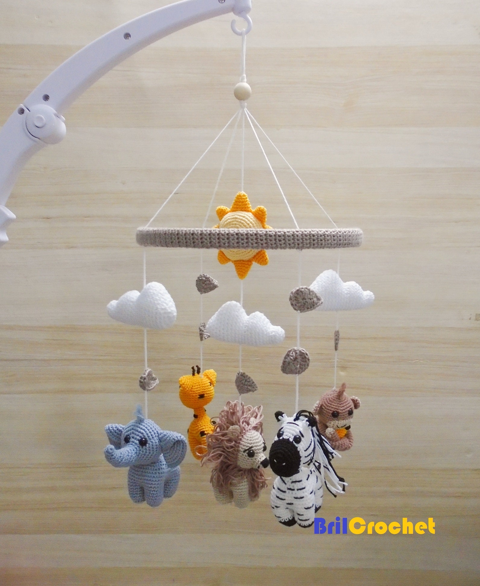 Safari Crib Mobile Safari Baby Mobile Zoo Amigurumi Baby Etsy