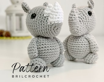 Padrão de crochê de rinoceronte: Jasper, o mini rinoceronte em amigurumi (PDF)