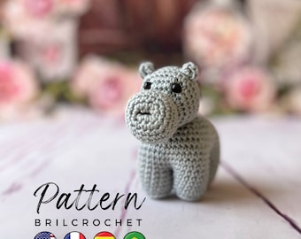 PATTERN Amigurumi Hippo Small Hippo Amigurumi Crocheted Hippo Pattern Crochet Hippo Toy Tutorial Animal Crochet PDF Crochet Safari Pattern