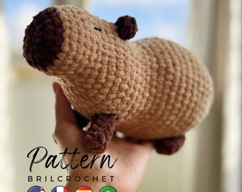 Patrón Capibara Crochet amigurumi Crea tu propio y adorable juguete de Carpincho pequeño con nuestro tutorial paso a paso (PDF incluido)