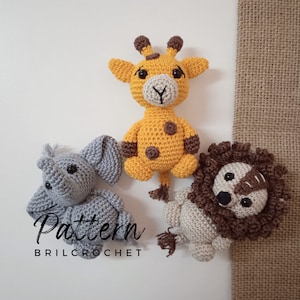 3 in 1 PATTERN amigurumi elephant amigurumi lion amigurumi giraffe amigurumi safari set amigurumi baby mobile pattern crochet animal pattern