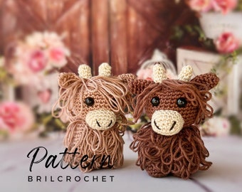 PATTERN Cow crochet Amigurumi Scottish Highland Cow Small Cow Amigurumi Cow Crochet Pattern Cow Toy Tutorial farm PDF Crochet Pattern Animal