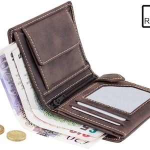 VISCONTI Leather Wallet - Oil BROWN - Hunters Collection - Small Expandable Wallet - 708 - Cash and Coin Holder - Card Case - Bi-Fold - RFID