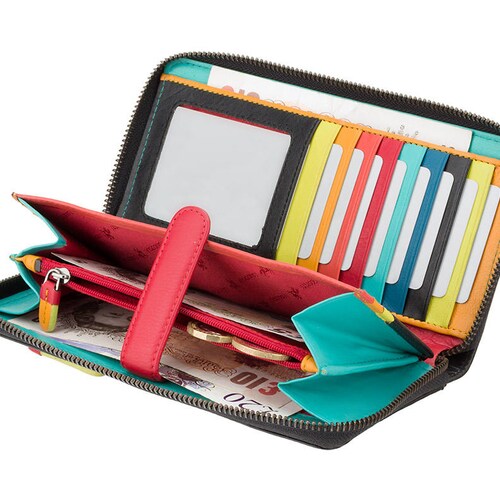 designer zip around purse