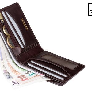 VISCONTI - Luxury Brown Slim Leather Wallet with RFID Protection - Slim Wallet - Wallets for Men - Veg Tan Premium Leather - Card & Coin