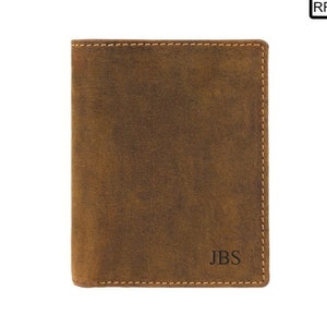 Personalisierte kleine Lederkarte und Geldbörse - RFID-blockierende gravierte Brieftasche - Perfekte Vatertagsgeschenk-Geldbörse / Groomsmen-Geldbörsen
