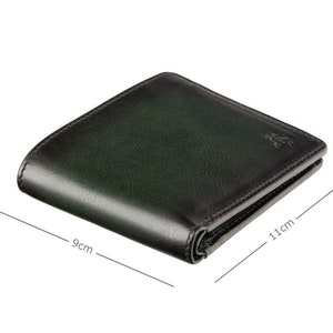 Carteira de couro verde queimado VISCONTI - Carteira feita à mão com seção para dinheiro, cartão e moedas - Carteira tipo carteira projetada para homens - Arthur AT60