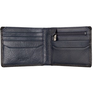 Wallet For Cards Cash and Coins / The Roland Wallet by VISCONTI - Anti RFID Wallet for Men - Luxurious Hand Burnished Blue Leather - AT63