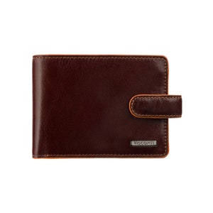 Grand portefeuille en cuir marron - Morgex fait main - Portefeuille RFID pour espèces et pièces de monnaie avec section zippée pour cartes de paiement - Deux volets, Tap'n'go - VISCONTI ALP93