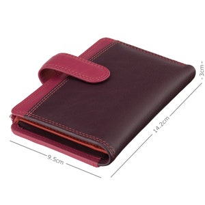 Plum Button Close Zip With Zipper - Rainbow Collection - Plum - Medium Coin Purse With Card Holding Wallet - RB97 - Cayman
