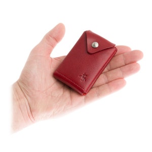Hiroto Micro Red Wallet by VISCONTI - Handmade Leather Card Wallet - RW54 Red/Monza