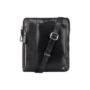 Multi Pocket Small Leather Bag - Roy (M) - Black - Natural Full Grain Leather Messenger Bag A5 - Luxury  - Tablet Leather Bag - ML20
