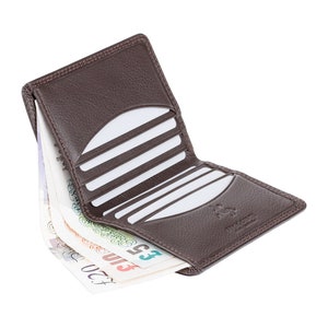 Portafoglio sottile RFID in pelle premium per contanti e carte VISCONTI - Cioccolato - Portafoglio per carte da uomo - Portafogli in pelle per uomo - HT6 - Confezione regalo