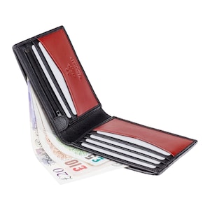 VISCONTI - Slim Leather Wallet with RFID - Black / Red - Card Holder Wallet - Coin Holder Wallet - Leather Wallets for Men - VSL20 - Premium