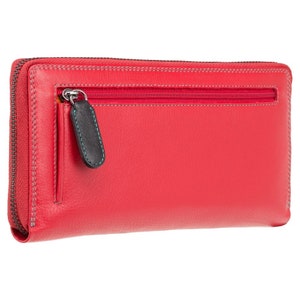 RED Leather Zip Around Purse Wallet Womens Zip Around Leather Purse RFID Blocking Purse Colorful Purses VISCONTI SP33 image 5