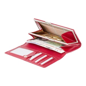 VISCONTI Italian Red Luxury Leather Women's Purses with RFID - Cash and Coin Purse - Wallets for Ladies - RFID Protected Purse - MZ12